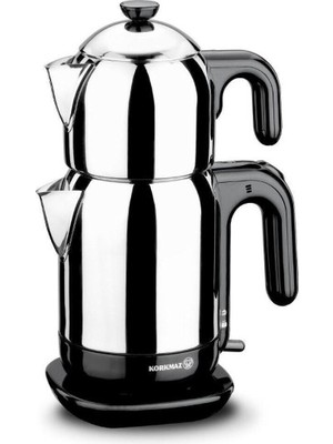 Korkmaz A369 Elektrikli Çaydanlık 1.6 Lt Inox/Siyah Çelik Malzeme ile Hızlı Demleme