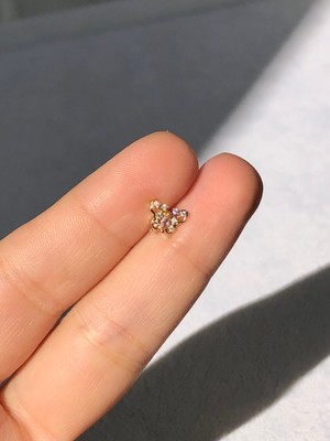 2D2B Nature Cerrahi Çelik  Zirkon Taşlı Pembe Kelebek  Gold Renk 1cm  Piercing