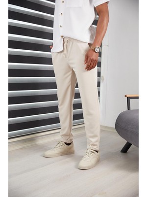 Jack Caprio Erkek Slım Fıt Jogger Pantolon Double Paça Yüksek Kalite Desenli Kumaş Likralı