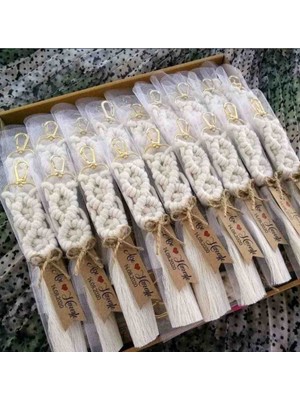 Larmina Decoration Makrome Anahtarlık 25 Adet Düğün Nişan Söz Hatırası Hediyesi