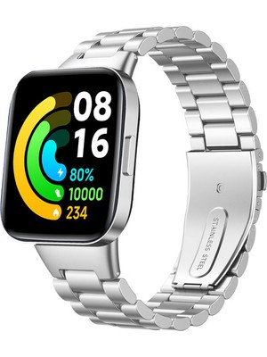 Nezih Case Redmi Watch 3 Active Uyumlu Yandan Klipsli Paslanmaz Çelik 20MM Metal Baklalı Kordon