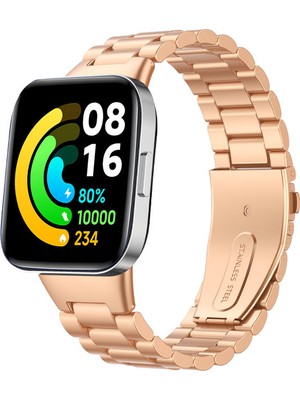 Nezih Case Redmi Watch 3 Active Uyumlu Yandan Klipsli Paslanmaz Çelik 20MM Metal Baklalı Kordon