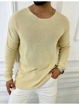 Elku Moda Oversize Örme Natural Pamuk Tüylenmeyen Kazak Salaş Tarz Triko