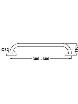Hafele Tutunma Barı Düz Ø32 120X600