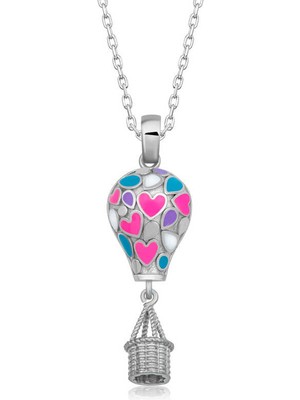 Mevafa 925 Ayar Gümüş Kalpli Kapadokya Balon Kadın Gümüş Kolye