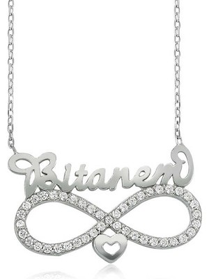 Mevafa 925 Ayar Gümüş Bitanem Yazılı Sonsuzluk Kadın Gümüş Kolye