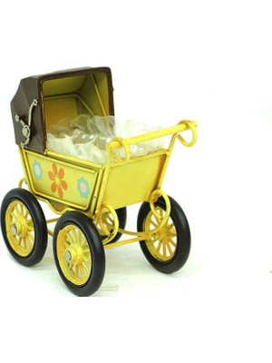 Mevafa Dekoratif Metal Bebek Arabası Biblo Vintage Hediyelik