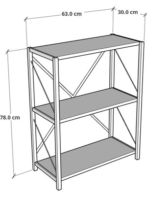 Furnature Design Metal Kitaplık 3 Raflı Dekoratif Kitaplık Tv Ünitesi Raf Beyaz