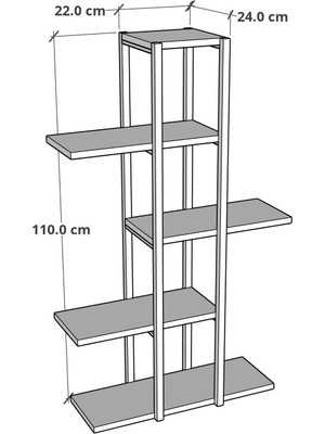 Furnature Design 5 Raflı Çiçeklik Metal Saksı Standı Saksılık Atlantik Çam