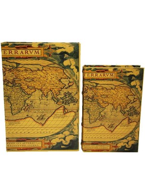 Mevafa Kutu Kitap Harita 2'li Set Dekoratif Hediyelik