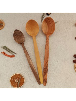 Artful Wooden Ahşap Tahta Servis, Sunum Kaşık Seti - El Yapımı Ceviz, Zeytin, Şimşir Ağacı