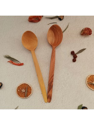 Artful Wooden Ahşap Tahta Servis, Sunum Kaşık Seti - El Yapımı- Zeytin, Şimşir Ağacı