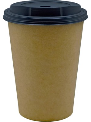 Afra Tedarik 14 Oz Siyah Kapaklı Karton Latte Bardak 380 ml 100'lü