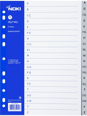 Noki 59229 A4 Sayfa Ayraç-Index-Seperatör A-Z Pp