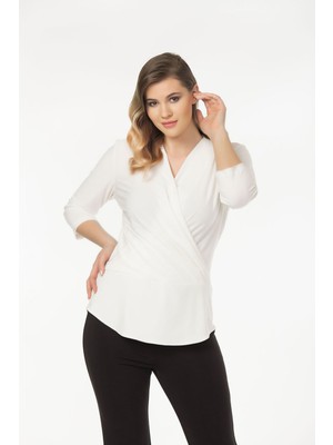 Laranor Kruvaze Kesim Bluz 40 - Ecru
