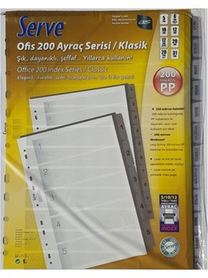Serve OFİS200 Serisi 200MİCRON Pp Şeffaf A4 Ayraç