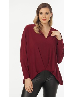 Laranor Yaka Detaylı Bluz 46 - Bordo