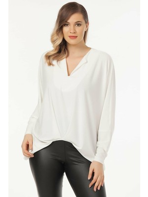 Laranor Yaka Detaylı Bluz 48 - Ecru