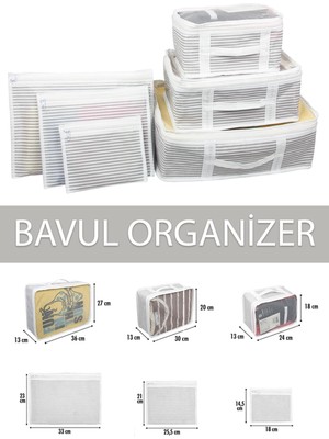 Pazar Kapısı Bavul Organizer Çizgili 6lı Set