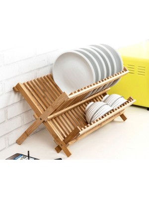 YDGR Bambu Katlanabilir Tabaklık Bulaşıklık Bulaşık Sepeti Kurutmalık