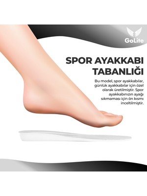 GoLite Spor Ayakkabı Tabanlığı, Günlük Memory Foam Hafızalı Sneaker Ayakkabı Tabanlık - M22 Beyaz - 35 Numara