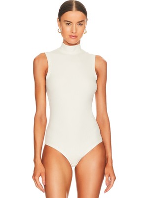 By Kul Design Kadın Kırık Beyaz Yarım Balıkçı Yaka Jarse Bodysuit