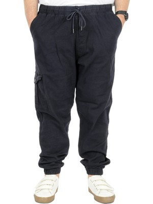 ModeXL  Büyük Beden Erkek Gabardin Kargo Jogger Pantolon Doğa 21927 Lacivert