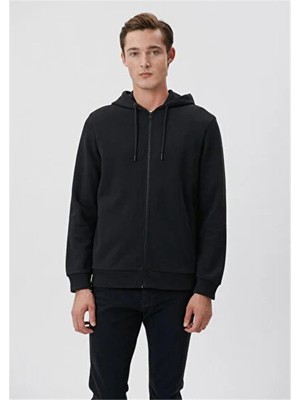 Mavi M0S10013-900 Siyah Erkek Fermuarlı Kapusonlu Sweatshirt