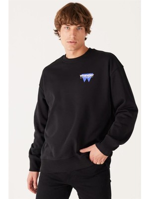Wrangler W232243 001 Sıyah Erkek Oversıze Sweatshırt