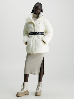 Calvin Klein Belted Long Puffer Jacket Kadın Mont