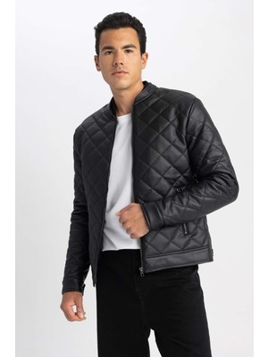DeFacto Su İtici Slim Fit Kolej Yaka Bomber Suni Deri Mont U3853AZ23WN