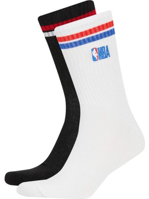 DeFacto Erkek NBA Current Teams Rahat Lastikli 2'li Pamuklu Uzun Çorap A3076AXNS
