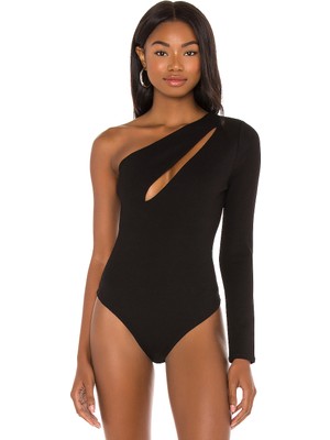 By Kul Design Kadın Siyah Asimetrik Kesim Jarse Bodysuit