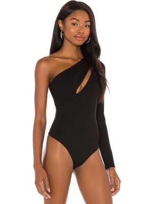 By Kul Design Kadın Siyah Asimetrik Kesim Jarse Bodysuit