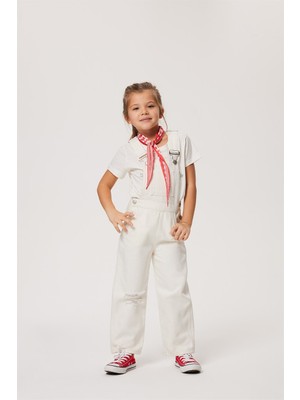 Lee Cooper Rompers Kız Çocuk Jean Salopet Whıte Jean