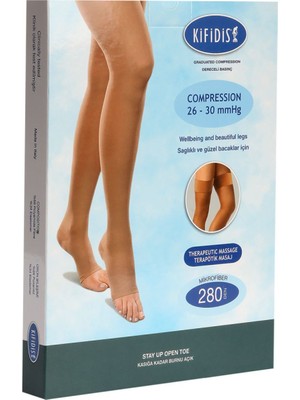 Kifidis 280 Den.26-30 Kasığa Kadar Silikonlu Mikrofiber Burnu Açık Bej / Beige - L