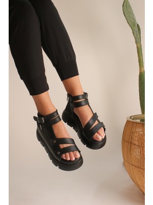 Dünya Shoes  Deri Kadın Sandalet