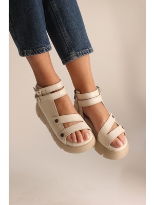 Dünya Shoes  Deri Kadın Sandalet