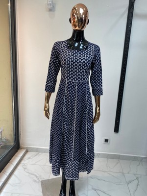 Aashivs Collection Kadın Pamuklu Hint Elbisesi Belden Ayarlanabilir