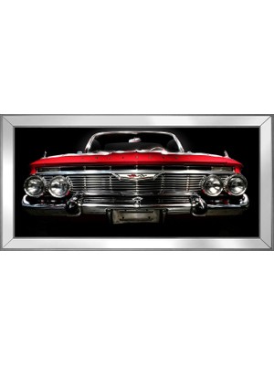 DB Sanat Kırmızı 1961 Chevrolet Impala Araba-2 Motifli Kanvas Tablo