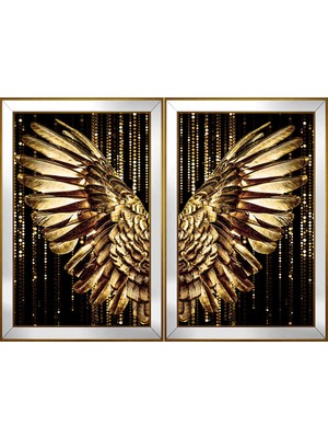 DB Sanat Altın Kanatlar-2 Temalı 2 Li Kanvas Tablo Seti