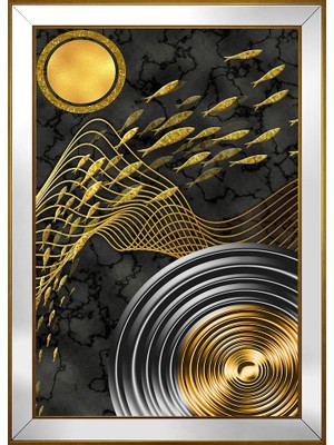 DB Sanat Balıklar ve Soyut Şekiller Motifli Kanvas Tablo