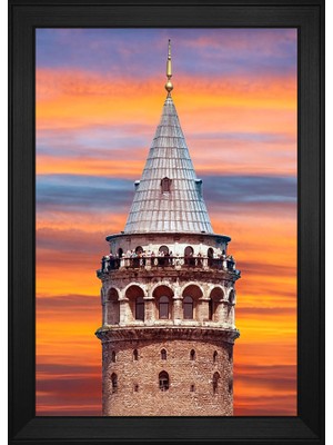 DB Sanat Galata Kulesi Motifli Kanvas Tablo
