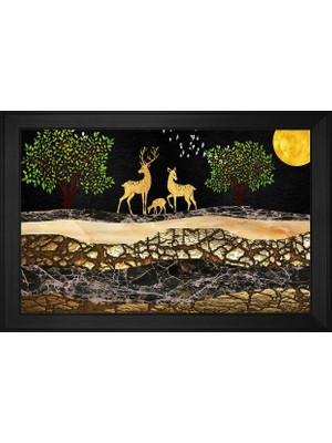 DB Sanat Soyut Geyikler Motifli Kanvas Tablo