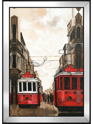 DB Sanat Istiklal Caddesi ve Tramvaylar Motifli Kanvas Tablo
