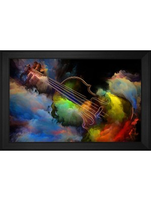 DB Sanat Keman ve Renkli Soyut Şekiller Motifli Kanvas Tablo