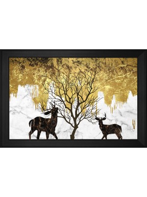 DB Sanat Soyut Geyikler Motifli Kanvas Tablo