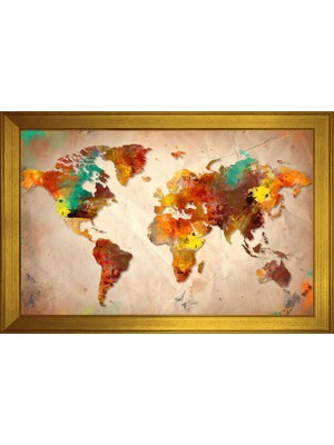 DB Sanat Harita Temalı Kanvas Tablo