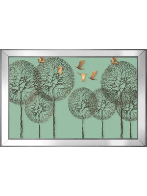 DB Sanat Ağaçlar ve Kuşlar Soyut Motifli Kanvas Tablo