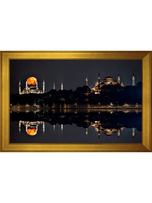 DB Sanat Sultan Ahmet Camii Ayasofya ve Gece Motifli Kanvas Tablo